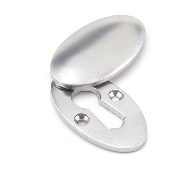 From The Anvil 91993 Period Oval Covered Keyhole Escutcheon - Satin Chrome