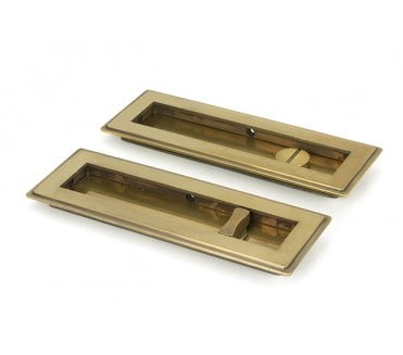 From The Anvil Aged Brass 175mm Art Deco Rectangular Pull - Privacy Set