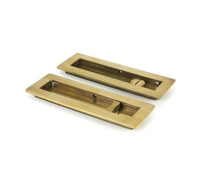 From The Anvil Aged Brass 175mm Plain Rectangular Pull - Privacy Set