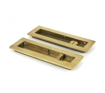 From The Anvil Aged Brass 175mm Plain Rectangular Pull - Privacy Set