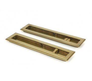 From The Anvil Aged Brass 250mm Art Deco Rectangular Pull - Privacy Set
