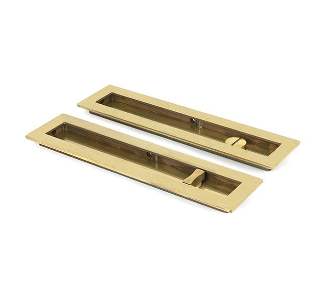 From The Anvil Aged Brass 250mm Plain Rectangular Pull - Privacy Set
