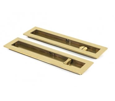 From The Anvil Aged Brass 250mm Plain Rectangular Pull - Privacy Set