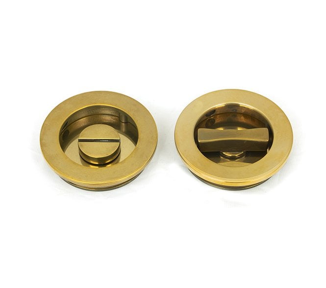 From The Anvil Aged Brass 60mm Plain Round Pull - Privacy Set