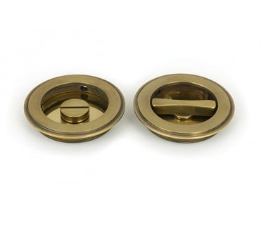 From The Anvil Aged Brass 75mm Art Deco Round Pull - Privacy Set