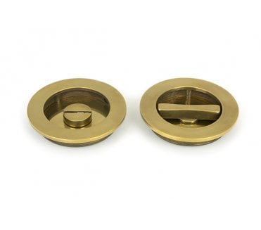 From The Anvil Aged Brass 75mm Plain Round Pull - Privacy Set