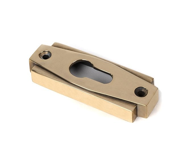 From The Anvil Aged Brass Art Deco Euro Escutcheon