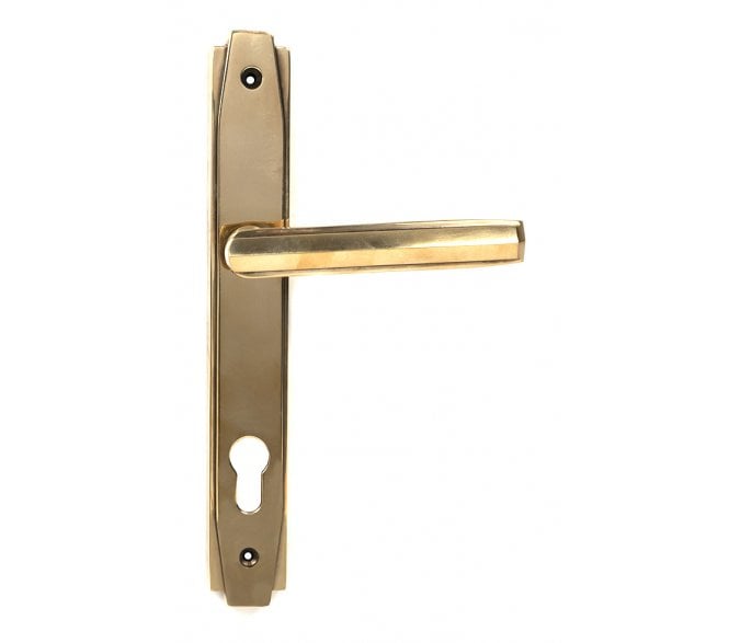 From The Anvil Aged Brass Art Deco Slimline Lever Espag. Lock Set