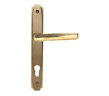 From The Anvil Aged Brass Art Deco Slimline Lever Espag. Lock Set