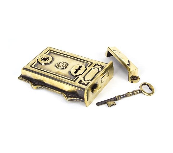 From The Anvil Aged Brass Davenport Rim Lock