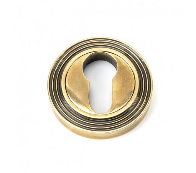 From The Anvil Aged Brass Round Euro Escutcheon (Beehive)