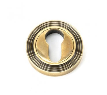 From The Anvil Aged Brass Round Euro Escutcheon (Beehive)