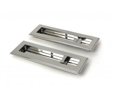 From The Anvil Art Deco Rectangular Sliding Bathroom Flush Pull Set (Grade 316) - Polished Stainless Steel