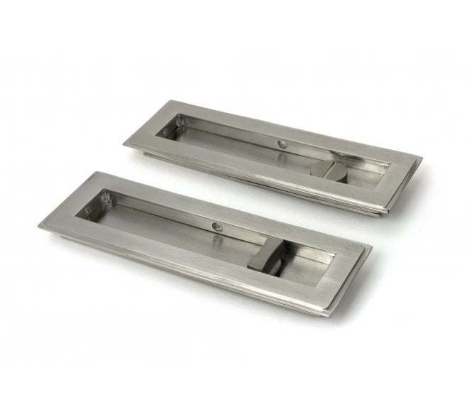 From The Anvil Art Deco Rectangular Sliding Bathroom Flush Pull Set (Grade 316) - Satin Stainless Steel