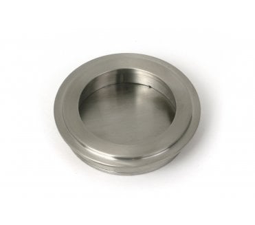 From The Anvil Art Deco Round Flush Pull (Grade 316) - Satin Stainless Steel