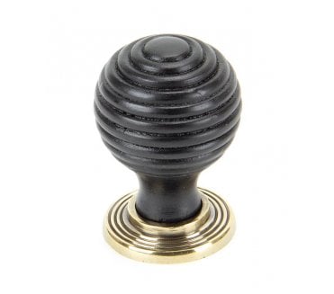 From The Anvil Beehive Cabinet Knobs - Ebony & Aged Brass