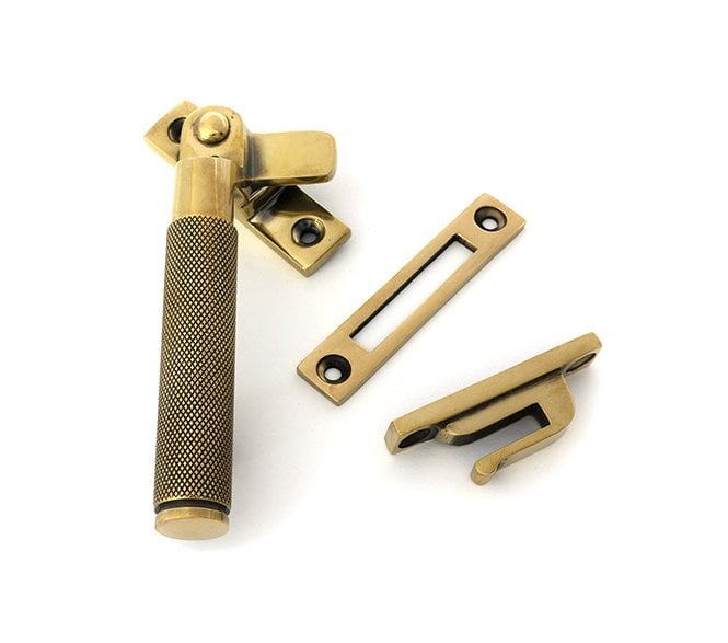 From The Anvil Brompton Knurled Window Fastener (Lockable) - Aged Brass