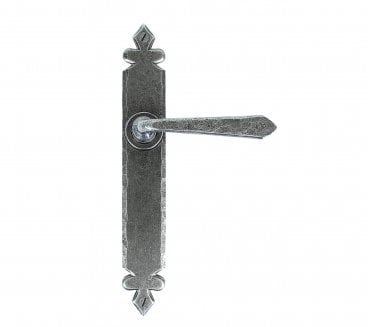 From The Anvil Cromwell Door Handles On Long Backplate - Pewter