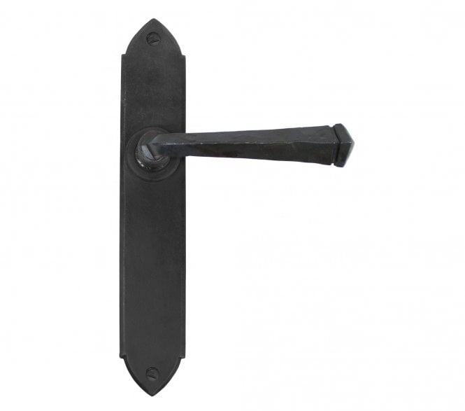 From The Anvil Gothic Door Handles On Long Backplate - Beeswax