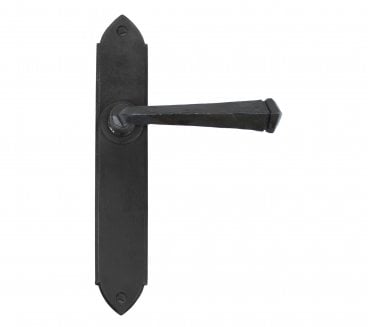 From The Anvil Gothic Door Handles On Long Backplate - Beeswax