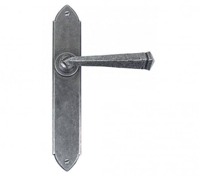 From The Anvil Gothic Door Handles On Long Backplate - Pewter