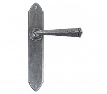 From The Anvil Gothic Door Handles On Long Backplate - Pewter