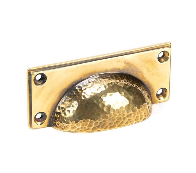 From The Anvil Hammered Art Deco Drawer Cup Pull - Aged Brass