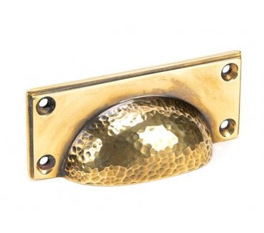 From The Anvil Hammered Art Deco Drawer Cup Pull - Aged Brass