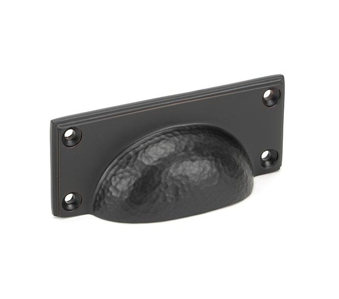 From The Anvil Hammered Art Deco Drawer Cup Pull - Aged Bronze