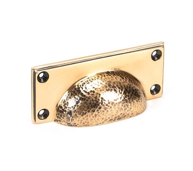 From The Anvil Hammered Art Deco Drawer Cup Pull - Polished Bronze