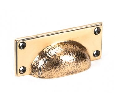 From The Anvil Hammered Art Deco Drawer Cup Pull - Polished Bronze