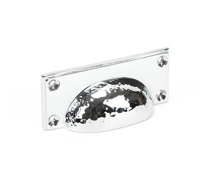 From The Anvil Hammered Art Deco Drawer Cup Pull - Polished Chrome