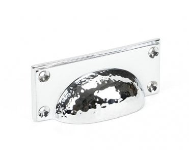 From The Anvil Hammered Art Deco Drawer Cup Pull - Polished Chrome