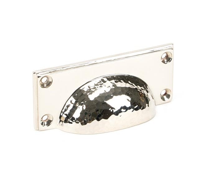 From The Anvil Hammered Art Deco Drawer Cup Pull - Polished Nickel