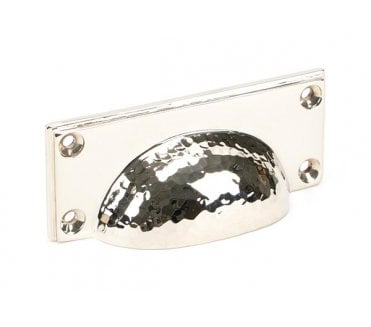 From The Anvil Hammered Art Deco Drawer Cup Pull - Polished Nickel