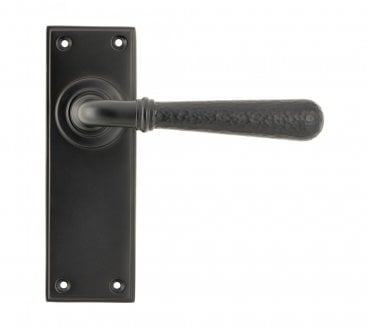 From The Anvil Hammered Newbury Door Handles On Backplate - Aged Bronze