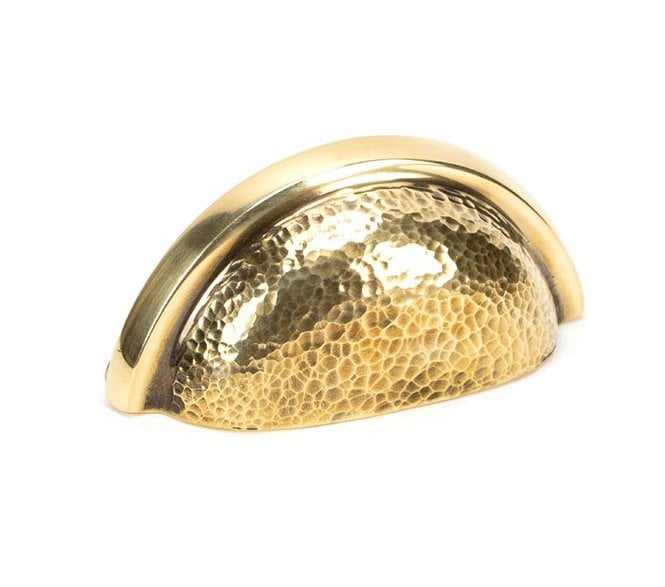 From The Anvil Hammered Regency Concealed Drawer Cup Pull - Aged Brass