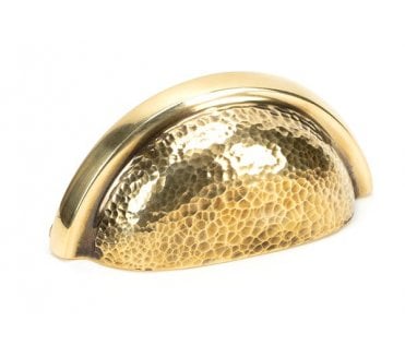 From The Anvil Hammered Regency Concealed Drawer Cup Pull - Aged Brass