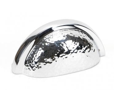 From The Anvil Hammered Regency Concealed Drawer Cup Pull - Polished Chrome