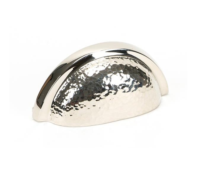 From The Anvil Hammered Regency Concealed Drawer Cup Pull - Polished Nickel