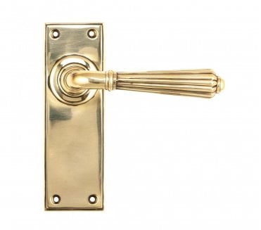 From The Anvil Hinton Door Handles On Backplate - Aged Brass