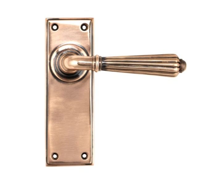 From The Anvil Hinton Door Handles On Backplate - Polished Bronze