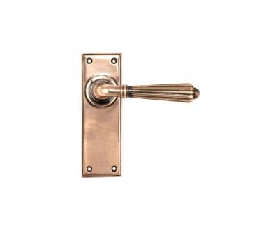 From The Anvil Hinton Door Handles On Backplate - Polished Bronze