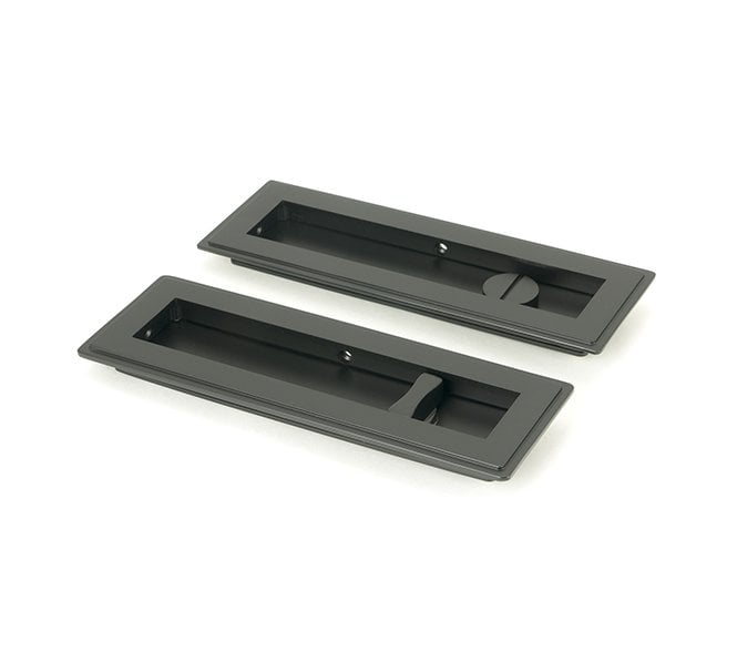 From The Anvil Matt Black 175mm Art Deco Rectangular Pull - Privacy Set