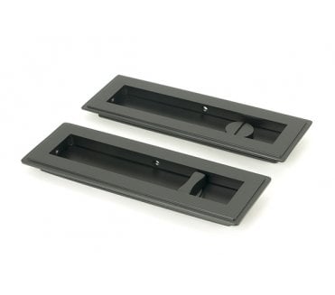 From The Anvil Matt Black 175mm Art Deco Rectangular Pull - Privacy Set