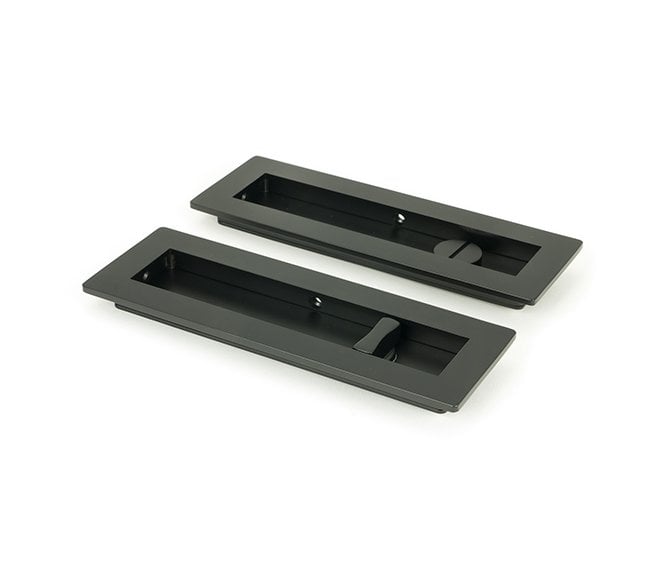 From The Anvil Matt Black 175mm Plain Rectangular Pull - Privacy Set