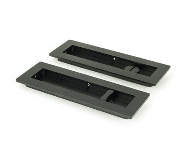 From The Anvil Matt Black 175mm Plain Rectangular Pull - Privacy Set