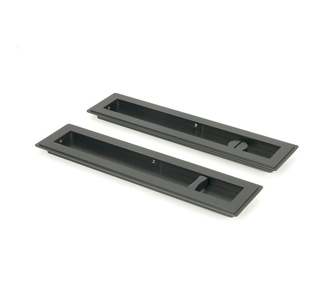From The Anvil Matt Black 250mm Art Deco Rectangular Pull - Privacy Set