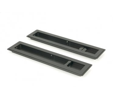 From The Anvil Matt Black 250mm Art Deco Rectangular Pull - Privacy Set