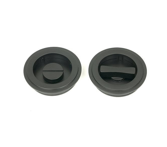 From The Anvil Matt Black 60mm Art Deco Round Pull - Privacy Set